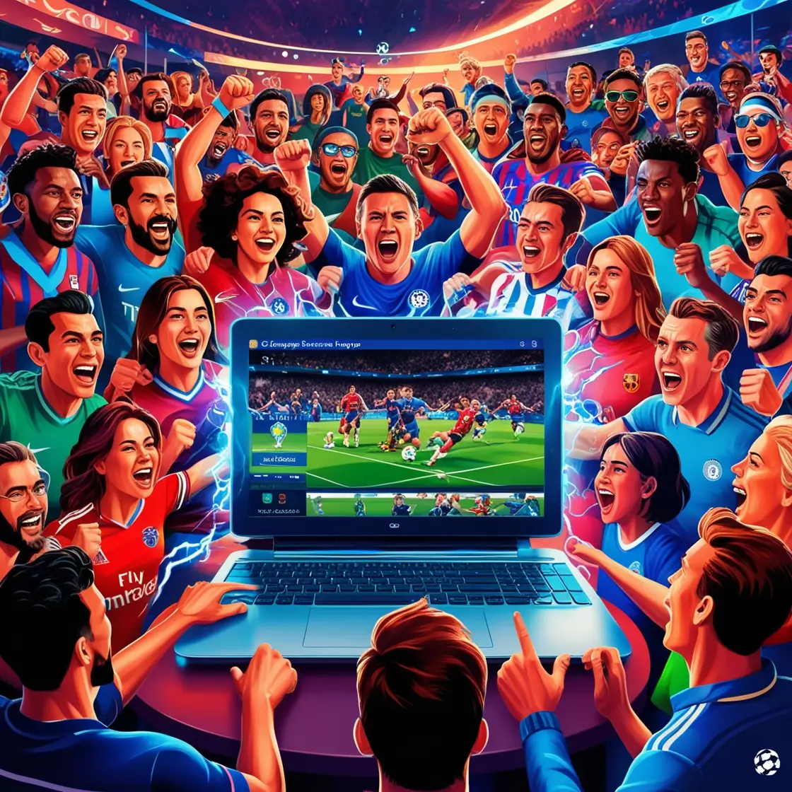 Sports fans watching a game through IPTV Qatar